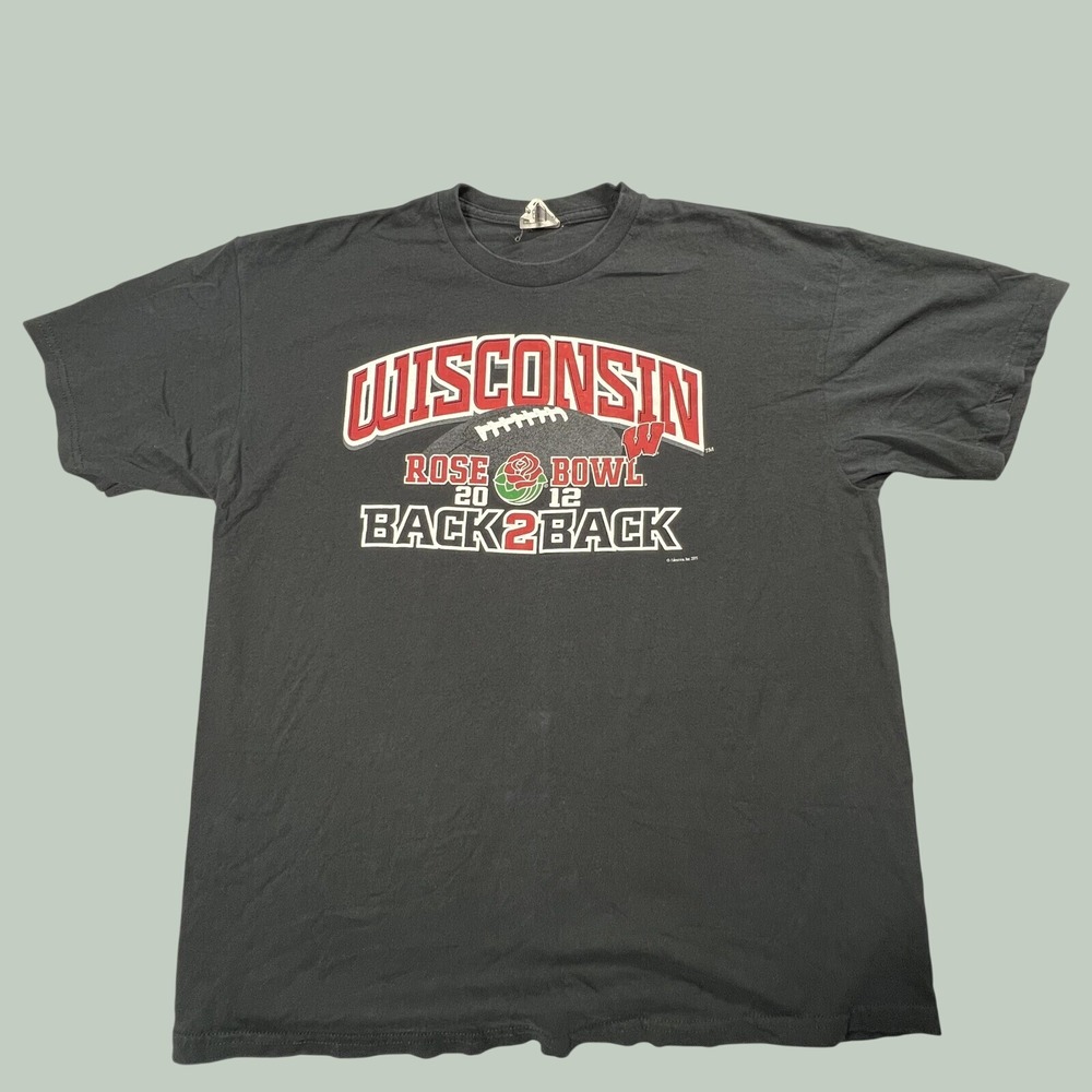 Delta Wisconsin Rose Bowl T-Shirt Mens XL Black 2012 Back 2 Back Football Tee